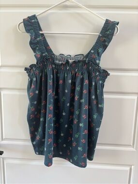 LOFT Floral Smocked Tank Top Size Large